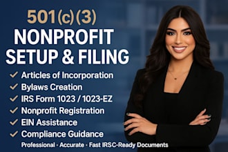 file your 501c3 paperwork, non profit registration, form 1023 ez and full, bylaw