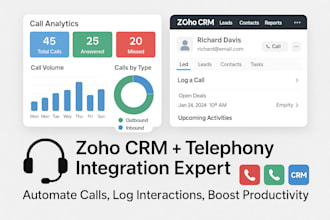 integrate zoho CRM with telephony, automate call workflows, and build KPI