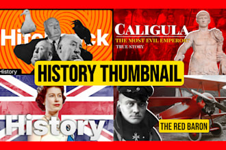 design professional youtube thumbnails for history and documentary videos