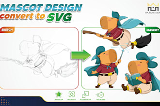 design mascot logo and convert it to vector svg