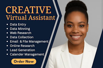 creative virtual assistant CRM data entry web research email management VA