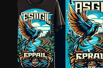 design t shirt summer esport rail bird logo