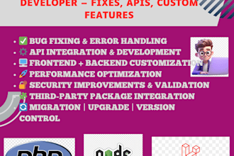expert PHP laravel and node js developer for apis web apps and optimization