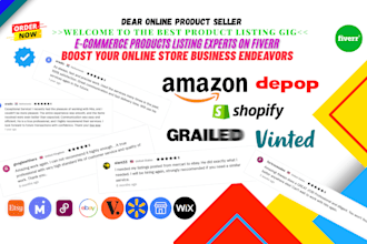 do product listings depop, shopify, vinted, amazon, grailed
