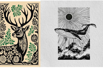 create awesome linocut illustration art