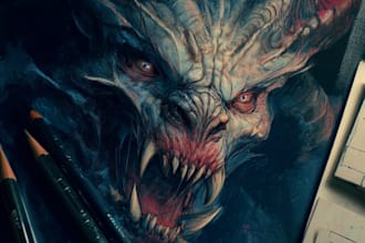 draw a horror art, monster or fantasy character art