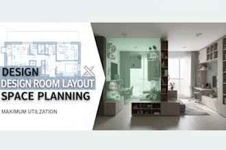 design room layout, and space planning with maximum utilization