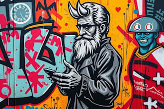 draw any graffiti mural wall art or banner