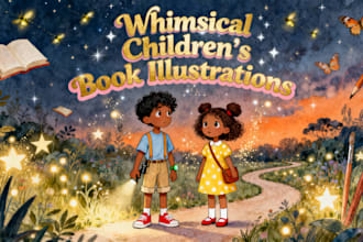 draw whimsical children story book illustration and cover children story book