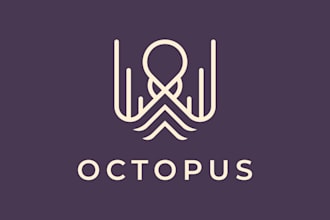 make a simple and modern sea octopus logo