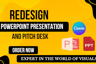 redesign powerpoint, canva slides, and investor pitch decks