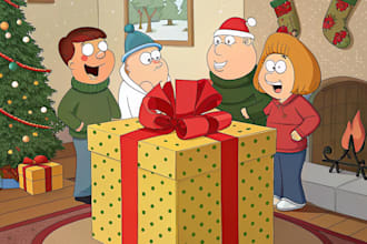 draw a portrait christmas gift in family guy cartoon style