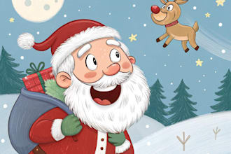 draw a christmas cartoon caricature illustration