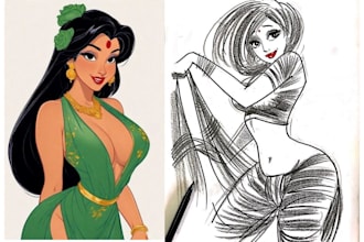 create an illustration of a pin up girl model pinup