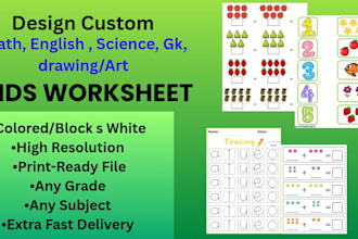 desigh kids worksheet, activity book, worksheet for kids