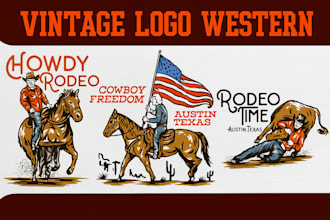 make draw vintage western logo illustration