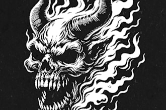 design a skull illustration logo for your band or merch