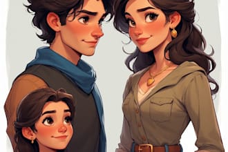 draw cartoon disney couple portrait