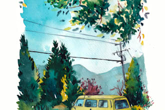 paint charming travel and nature illustrations