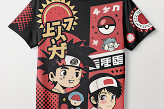 cyberpunk or 90s retro japanese or anime streetwear t shirt