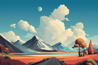 create minimalist landscape illustrations and posters
