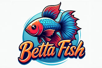 make eye catching betta fish mascot logo in my style
