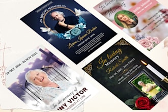 do event, funeral flyer, obituary,prayer cards  and program in 3hrs