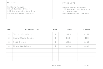 make an excel billing and invoice sheet