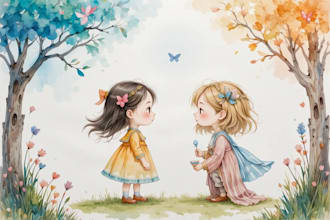 draw hand painted watercolor art for children stories