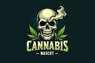 design outstanding skull smoke cannabis mascot logo with express delivery