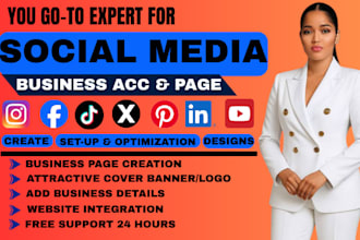 create and set up attractive facebook business page and instagram business page