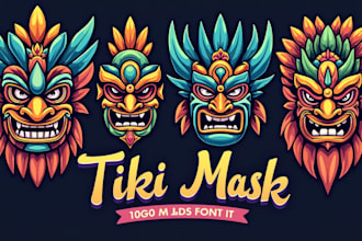 design outstanding tiki mask mascot logo in 12 hours