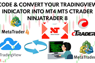 code and convert tradingview indicator into mt4 mt5 ctrader ninjatrader 7 and 8