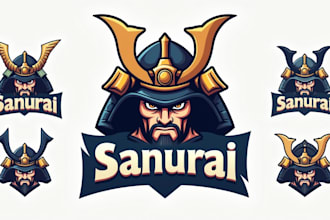 design realistic samurai head mascot logo with express delivery