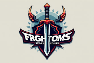make eye catching fighter sword mascot logo with unlimited revision