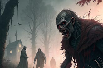 draw bloody horror illustration