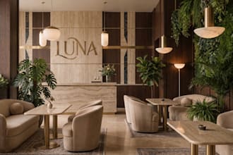 design cafe bar coffee shop restaurant interior 3d rendering with high quality