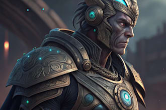 create fantasy, sci fi, character with hyperrealistic style