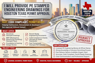 provide pe stamped engineering drawings for houston texas permit approval