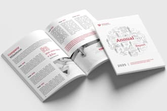 design brochure, catalog and annual report layouts for print