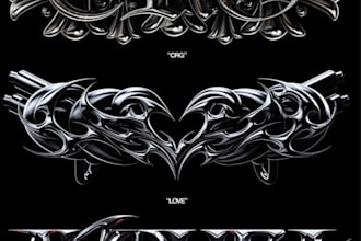 design  brutal chrome logo for bands, brands and merch