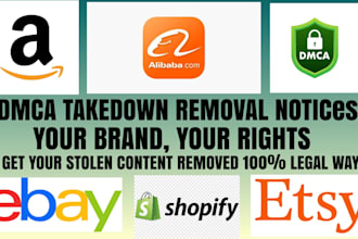 send dmca takedown notices for amazon, shopify, etsy, ebay, alibaba