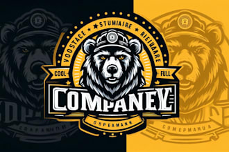 create a unique bear mascot logo with professional branding style