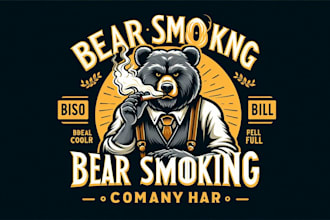 design a fierce bear smoking mascot logo for your brand