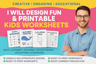 design kids worksheets, math, activity books, and printable educational workbook