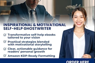 ghostwrite inspirational motivational ebook, non fiction, memoir, kindle book