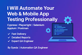 automate your web or mobile app testing using cypress playwright or selenium