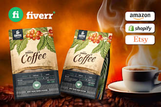 design premium coffee packging, bag, and label design
