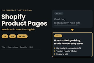 rewrite your shopify product pages in french or english