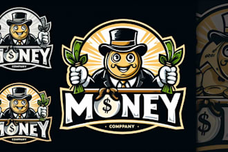 design a unique money mascot logo for your brand